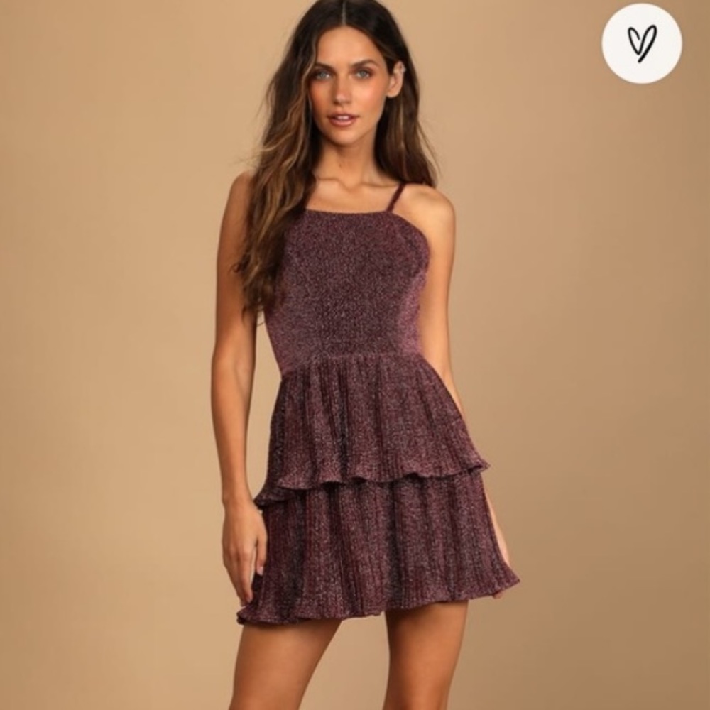 Lulus Sweetest Soiree Black & Pink Metallic Dress